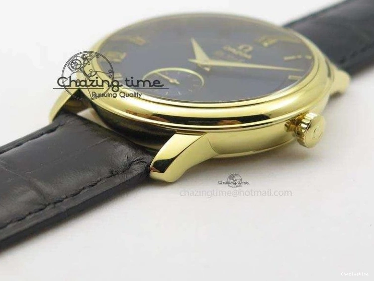 0220 De Ville MK 1:1 Best Edition YG Blue Dial On Black Leather Asian Seagull T1701 (Sec@6) Upgraded 8234